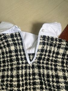 Chic Tweed Dress with White Collar