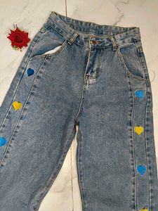 Cute Heart Patch Jeans
