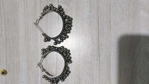 Oxidized Silver Jhumka Earrings