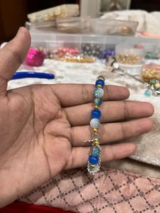 chain blue beaded Charm Bracelet