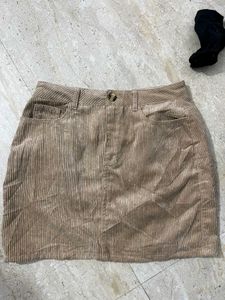 Tan Corduroy Mini Skirt