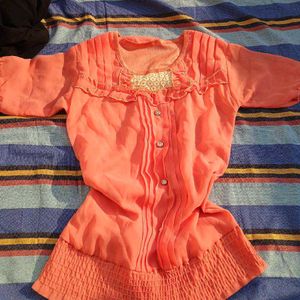 Peach Ruffle Blouse