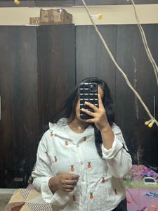 White Cotton Shirt with Pineapple Print