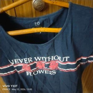 Blue 'Never Without Flowers' T-Shirt