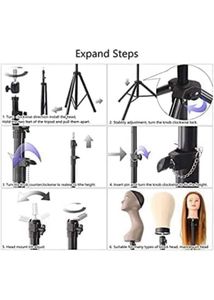 Blushia Adjustable Tripod Stand For Hair Dummy