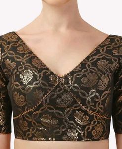 Elegant Black Brocade Blouse