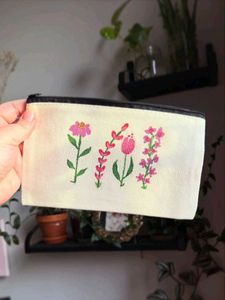 Floral Embroidered Pouch