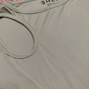 SHEIN Ribbed Cut-Out Long Sleeve Top