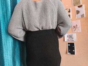 🤍Baggy Gray Knit Pullover Sweater🤍
