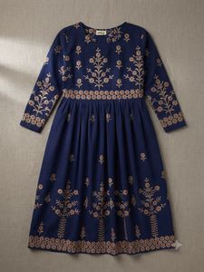Elegant Navy Embroidered Gown