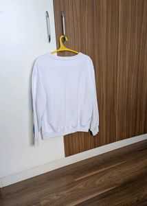 White Sweatshirt with Blue &amp; Green Print