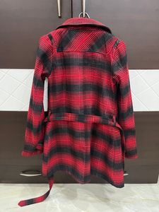 Beautiful Red And Black Overcoat With Belt
