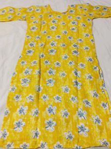 Vibrant Yellow Floral Print Kurta
