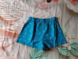 Blue Heart Print Shorts