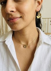 Gold Butterfly Necklace & Earring Set