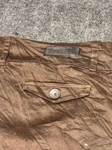 Bershka Y2K Chocolate Brown Cropped Flare Pants