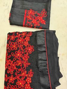 black partywear heavy embroidery saree