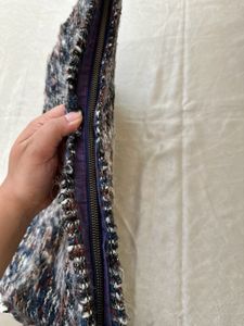 ZARA Textured Tweed Clutch Bag