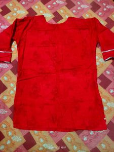 Red Short Kurti with Embroidery