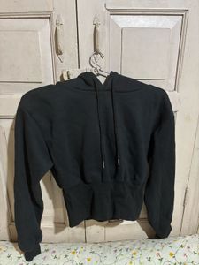 Black Cropped Hoodie