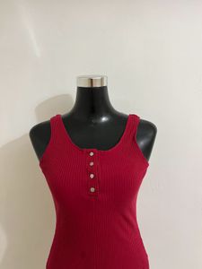 Red Sleeveless Bodysuit