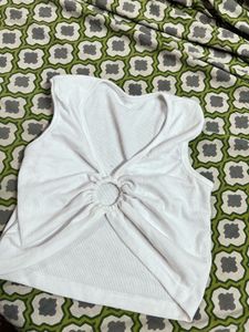 White Ring Detail Tank Top
