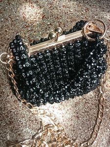 Sparkly Black Beaded Clutch Bag