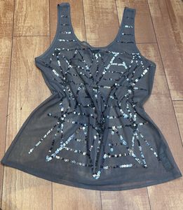 Sheer grey sequin top