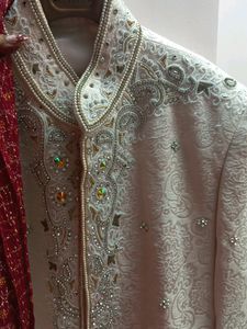 Off White Wedding Sherwani One Time Used