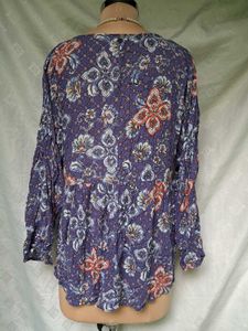 Boho Floral Print Tie-Neck Tunic Top