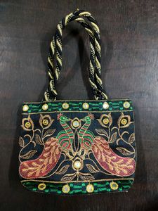 Boho Peacock Embroidered Handbag