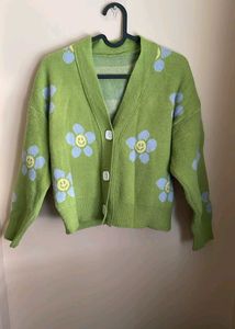 Cute Floral Smiley Face Cardigan