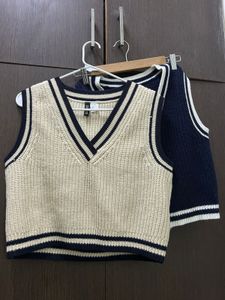 Chic V-Neck Knit Sweater Vests (Set of 2)