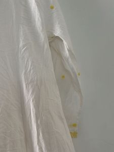Elegant White Kurta shrug with Yellow Embroidery