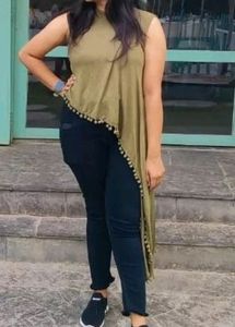 Olive Green Asymmetrical Top
