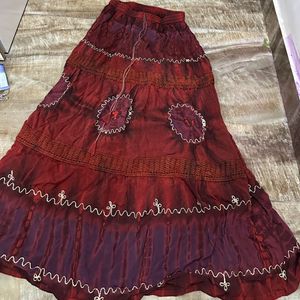 Boho vintage embroidered maxi skirt