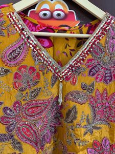 Mustard Yellow Embellished Cord Set