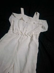 Cute White Ruffle Jumpsuit for Girls