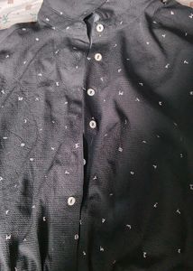 Stylish Black Printed Button-Up Top