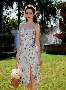 Floral Print Summer Dress with High Slit