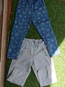 Cute Butterfly & Floral Jeans Set