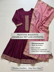 Magenta Anarkali Set with Dupatta