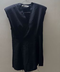 Zara Black Frayed Sleeveless Top
