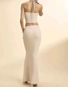 Knit Halter Twist Top &amp; Maxi Skirt Set