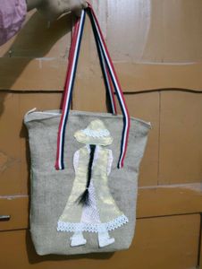 Unique Hand-Embroidered Jute Tote Bag