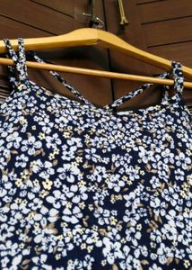 Ginger Blue Floral Print Cross Back Midi Dress