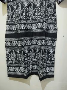 Ruhaans Black White Floral Print Kurta