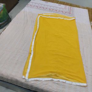 Bright Yellow Dupatta with White Border
