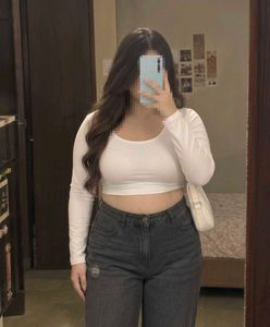 White Long Sleeve Crop Top, strapped back