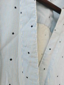 Light Blue Polka Dot Button-Up Shirt